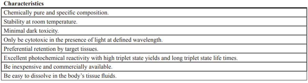 Criteria for ideal photosensitizers 이미지